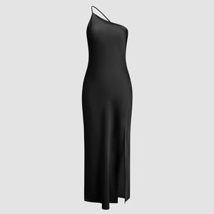 NWT-Black🖤Large🖤Commense🌜Moonlight🌛Open Back Satin Slit Long Dress